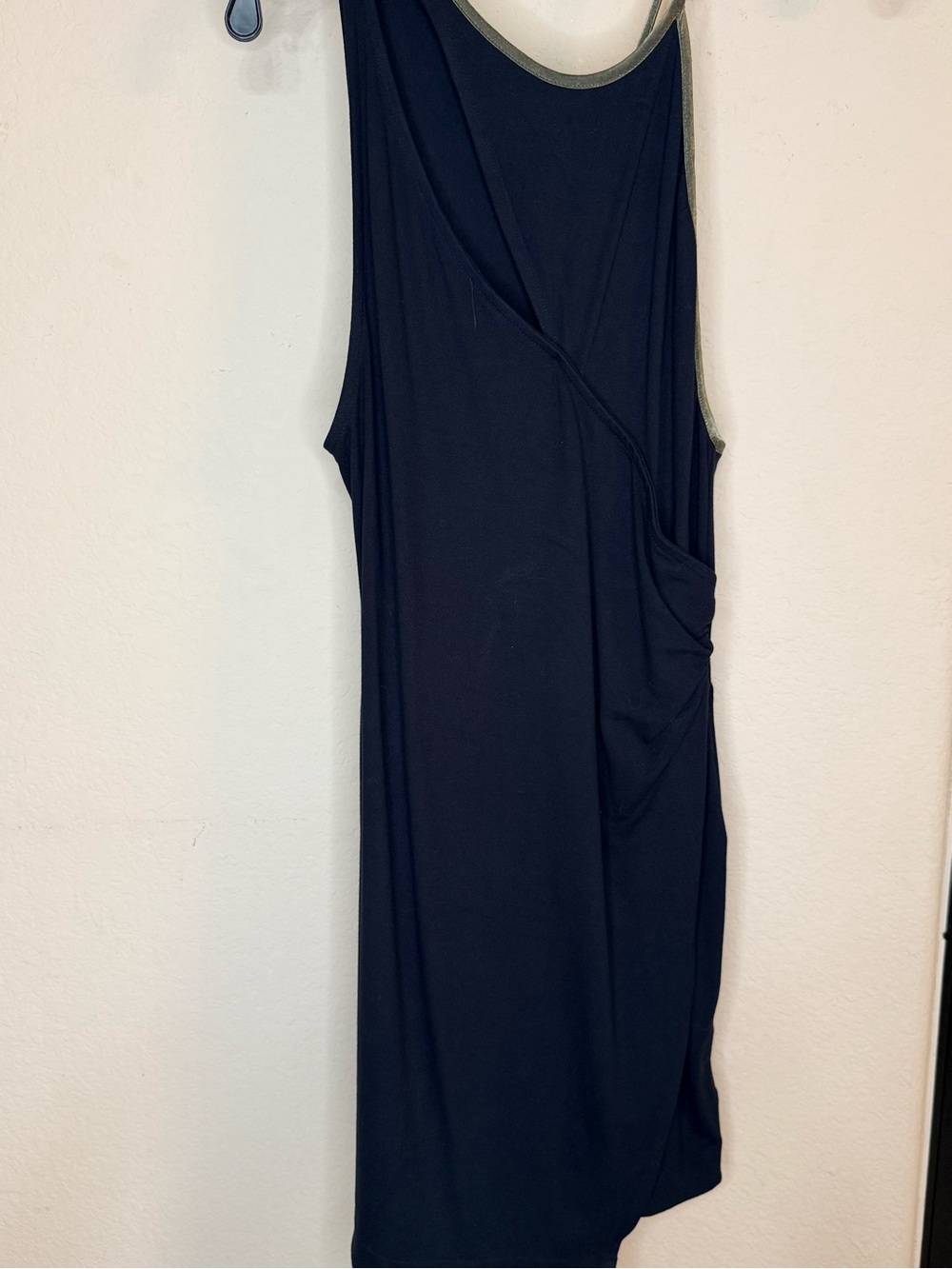 Free People Black Sleeveless Midi Dress with Olive Trim